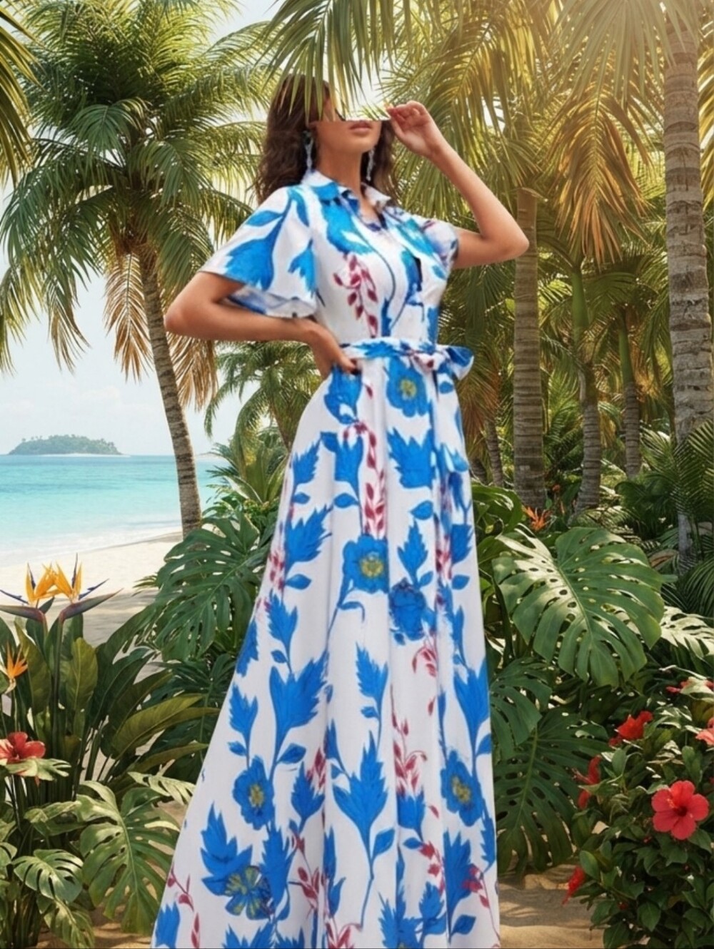 A LINE FLORAL PRINT PREMIUM BRAND AND QUALITY MAX DRESS